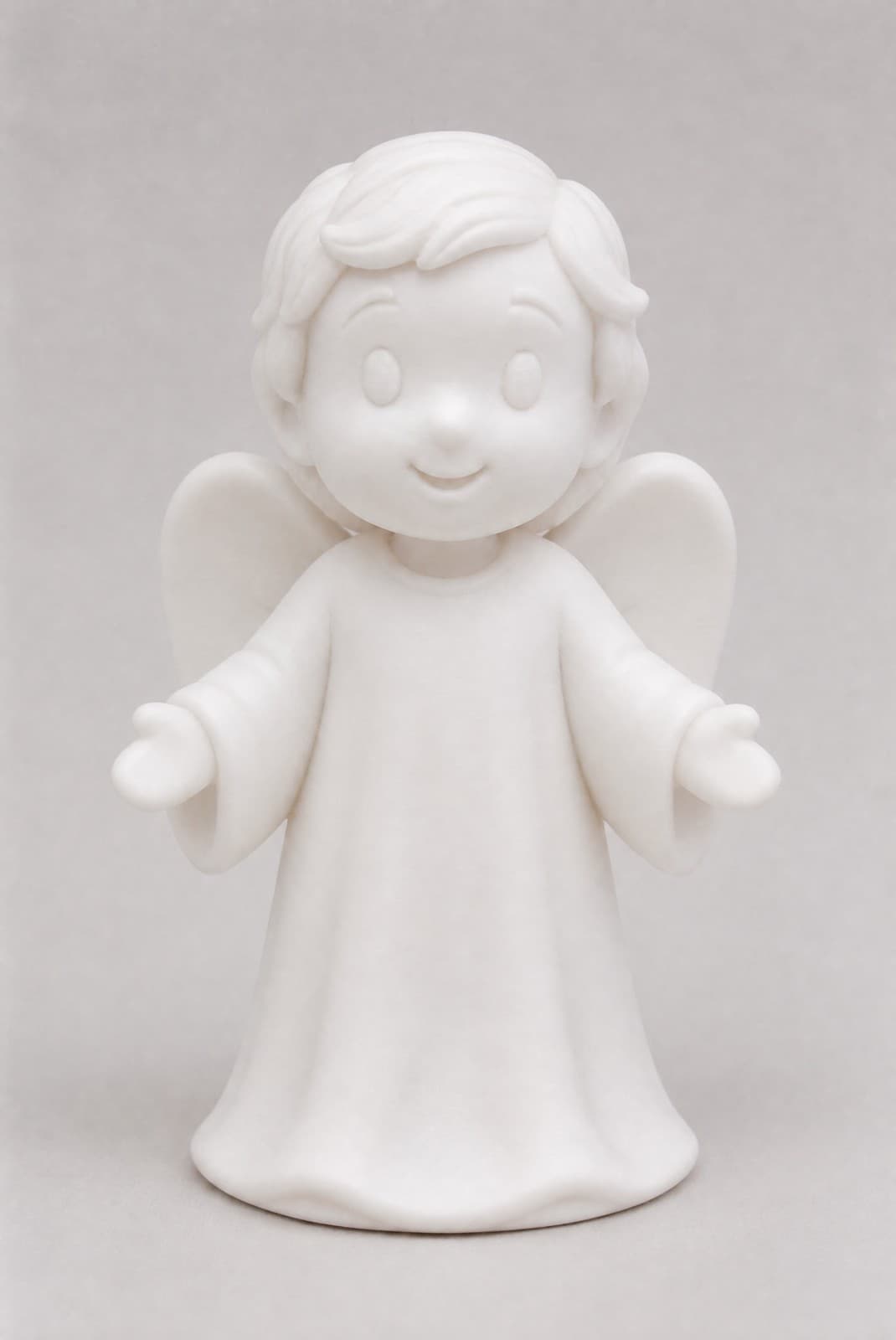 Ángel de pie con los brazos abiertos, figura blanca mate del set de ángeles